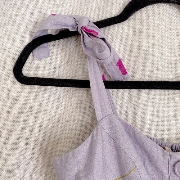 URBAN OUTFITTERS Sundress XS Linen Floral Tie Shoulder Midi Dress Cottagecore - Picture 4 of 14